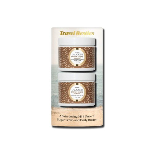 LaLicious Brown Sugar Vanilla Travel Besties Set - 2-Piece Gift Set Includes Travel-Size Whipped Sugar Scrub & Hydrating Body Butter - Moisturize, Hydrate & Nourish Skin