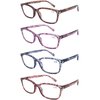 DOOViC 4 Pack Computer Reading Glasses Blue Light Blocking Anti Eyestrain Spring Hinge Stylish Readers for Women 4.00 Strength