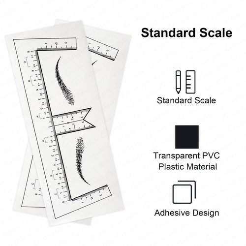 Guapa 50pcs/Pack Eyebrow Ruler Sticker and Waterproof Eyebrow Pencil Set - Professional Microblading and Brow Shaping Tools for Symmetrical, Natural Brows Bullet Points