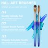 Shine Chance Acrylic Nail Brush Size 16, 100% Pure Kolinsky 3D Art Nail Brush with Gradient Blue Handle, Art Design Powder Nail Brush Pen for Nails Extension & Carving, Acrylic Application Tools
