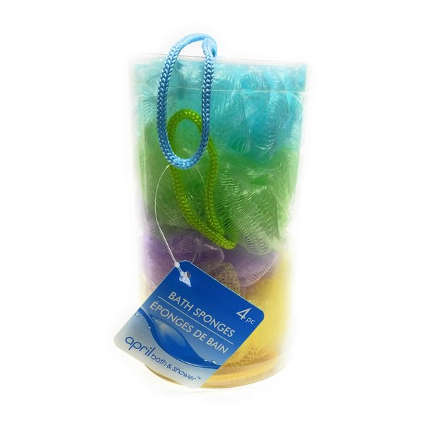April Bath & Shower Mesh Bath Sponges, 4-ct. Packs (4)