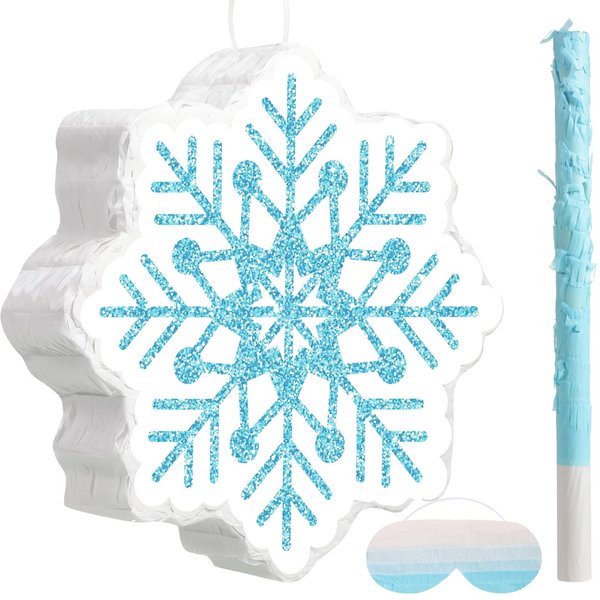 Harrycle Winter Piñata Christmas Piñata Wonderland Themed Piñata with Blindfold Bat for Christmas Princess Winter Theme Birthday Party Supplies Decorations(Blue,Snowflake)