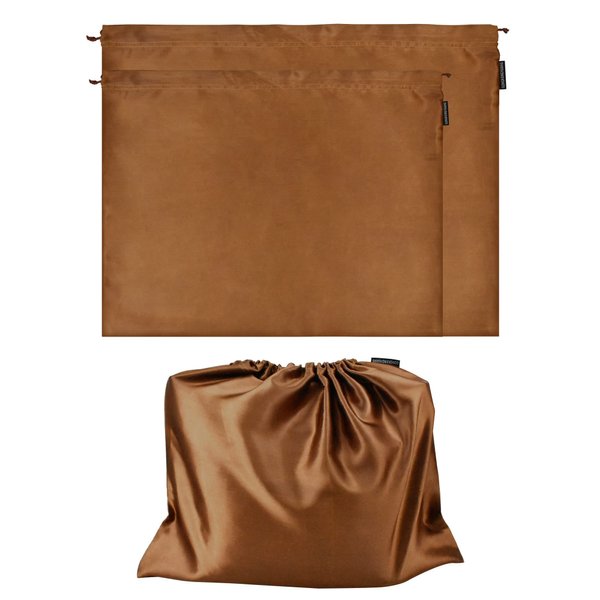 2 Pack Dust Bags for Handbags Silk Dust Cover Bag for Handbags Purses Shoes, Dustproof Drawstring Bag Travel Storage Pouch (Brown)