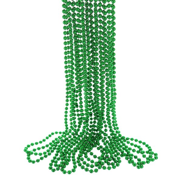 GiftExpress Green Bead Necklaces - 12 Pack 33" Bulk Party Accessories for St. Patrick's Day