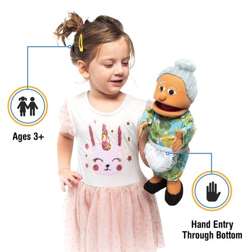 14" Granny, Hispanic Grandmother, Hand Puppet