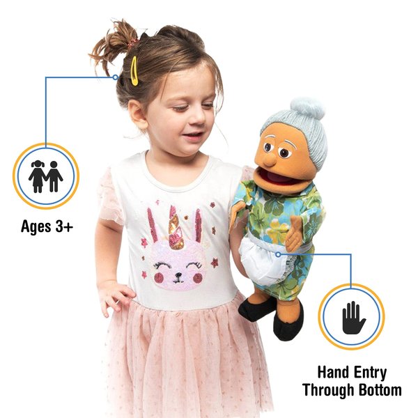 14" Granny, Hispanic Grandmother, Hand Puppet