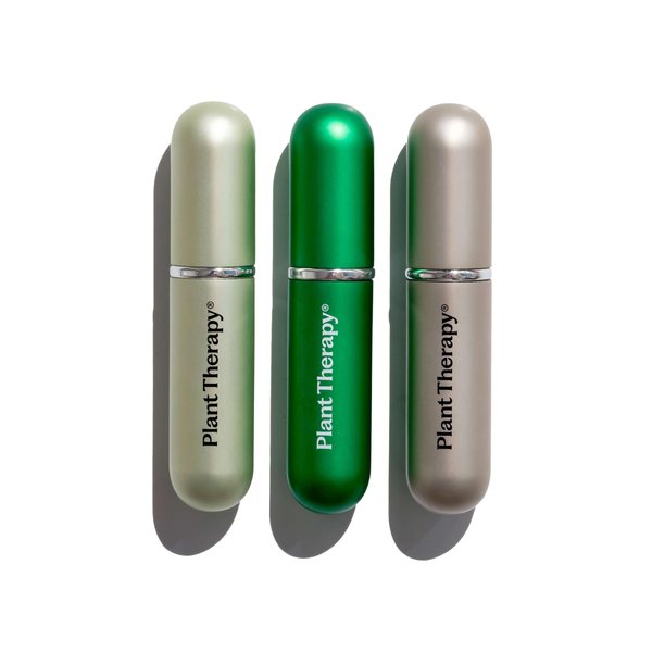Plant Therapy Essential Oils Aromatherapy Nasal Inhaler Multi-Color Sticks, 3-Pack Personal, Portable, Aluminum & Glass Inhalers with Cotton Wicks - Joyful Aromatherapy Anywhere!