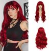 Dai Cloud Red Wigs with Bangs for Women Long Curly Wavy Synthetic Women wig Cosplay Daily Party Hair Halloween Wigs