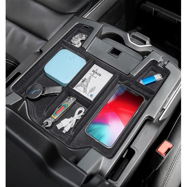 PIMCAR Center Console Organizer Upgrade Flocked Liner Interior Compatible with Dodge RAM 1500 2500 3500 2019-2024 2025 ABS Plastic Material Shell Armrest Box Insert Tray Accessories