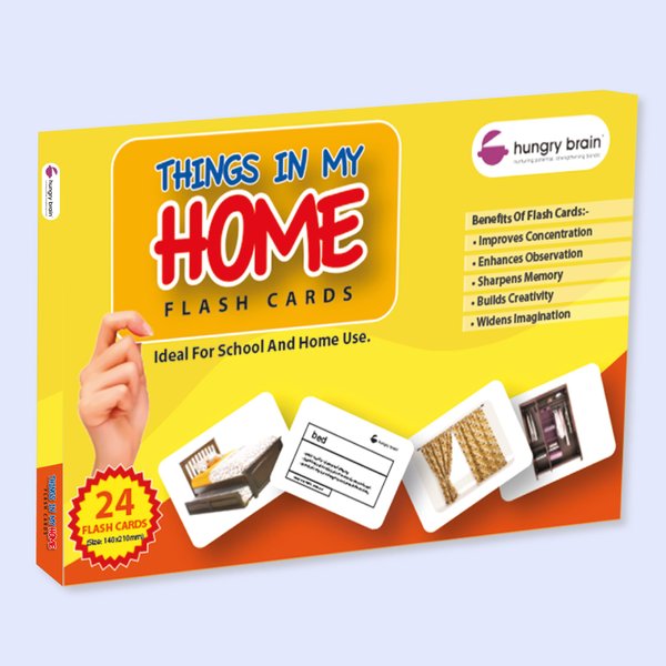 hungry brain Flash Cards for Toddlers, 24 Things in My Home Flashcards, Double-Sided, Montessori, Educational, Kindergarten - Preschool Learning Activities, Gifts for Kids, 1, 2, 3, 4 Years Babies