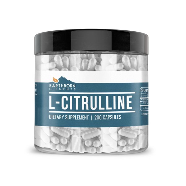 Earthborn Elements Naturally Sourced L-Citrulline, 200 Capsules, Lab-Tested, No Stearates or Rice Fillers