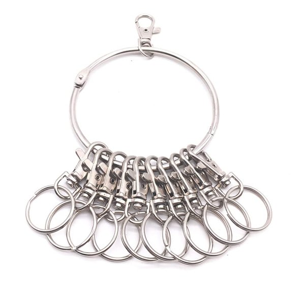 luzen 1PC Portable Metal Ring Key Organizer Holder with Swivel Clasps Janitor Key Ring for Warehouse Office School Home Use, Silver