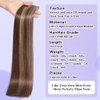 MIBOLT Clip in Human Hair Extensions Dark Brown/Blonde Clip in Hair Extensions Real Human Hair 8pcs Clip in Real Hair Extensions Double Weft Handmade 100% Remy Human Hair Extensions 18Inch #4P27
