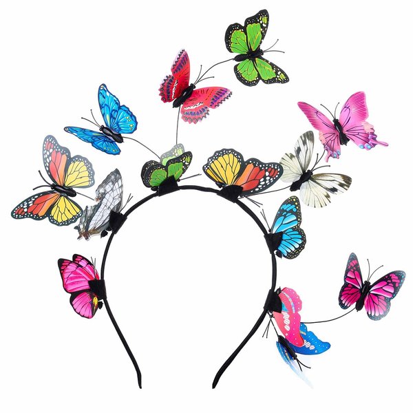 Butterfly Headbands Women Boho Headband Elastic Hairbands Festival Halloween Costume Headpieces Bohemian Hair Accessories Colorful