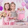Princess Cake Toppers For Girls, Pink Glitter Princess Cake Decorations Castle Party Decorations Theme Birthday Party Suppliers For Girls Princess Birthday Cake Decorations(Doubled-Sided) (Light Pink)