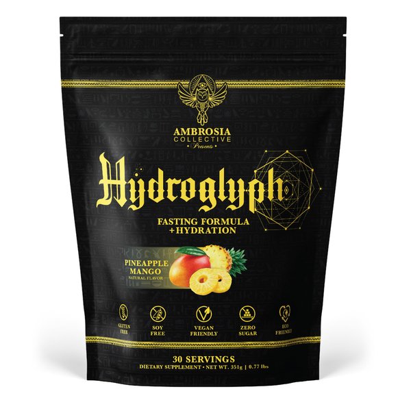 Ambrosia Hydroglyph Intraworkout Formula w/BCAA + EAA + Electrolytes Hydration Powder to Protect Lean Muscle, 0g Sugar Fasting Hydration Drink Mix, Made w/Coconut Water (Pineapple Mango)