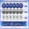 Blue 60th Birthday Decorations for Men Women, Navy Blue Silver Happy 60th Birthday Yard Banner, Blue 60th Birthday Balloons for 60th Birthday Anniversary Party Decorations Supplies