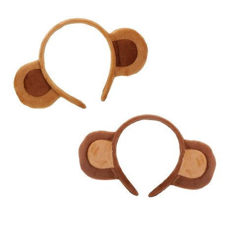 2PCS Cute Monkey Ear Headband Brown Cartoon Hair Accessories Photography Festival Funny Props Hair Clip Animal Ear Hair Band