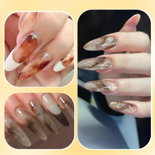 Creaglam Blooming Gel Nail Polish: Marble Natural Stone Clear Blossom Gel Polish for Women at Home Art Design - 15ml Nail Gel Spreading Effect - UV LED DIY Nail Salons Color Flower Watercolor Magic