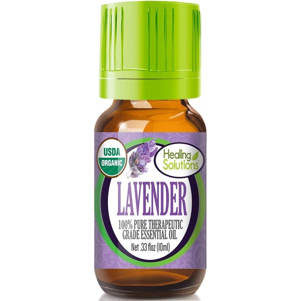 Healing Solutions Oils - 0.33 oz Lavender Essential Oil Organic Undiluted Pure Lavender Oil for Hair Diffuser Skin, 10ml - Organic Lavender Oil - Aromatherapy Oils - Therapeutic Grade Lavender Oil