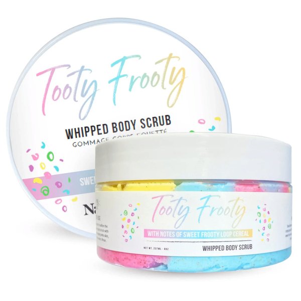 Tooty Frooty - Whipped Body ScrubNaturally Vain Tooty Frooty Whipped Body Scrub, Body Wash, Body Scrub, Apricot, Exfoliant, Soft Skin, Moisturizing, Body Skin Care