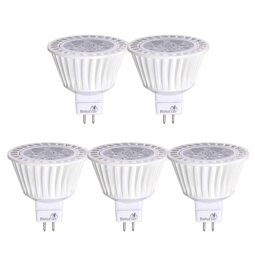 Bioluz LED 5 Pack MR16 Light Bulbs, Dimmable 7W LED Bulbs, 50W Halogen Replacement, 3000K LED Light Bulb, 12V AC/DC, UL Listed, High CRI, LED Lights for Bedroom & Home Decor