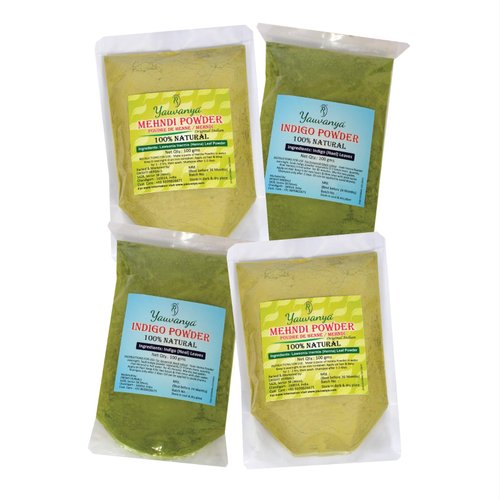 Yauvanya Combo: Henna and Indigo Powder (2X100 gms each) for Lush Hair Color