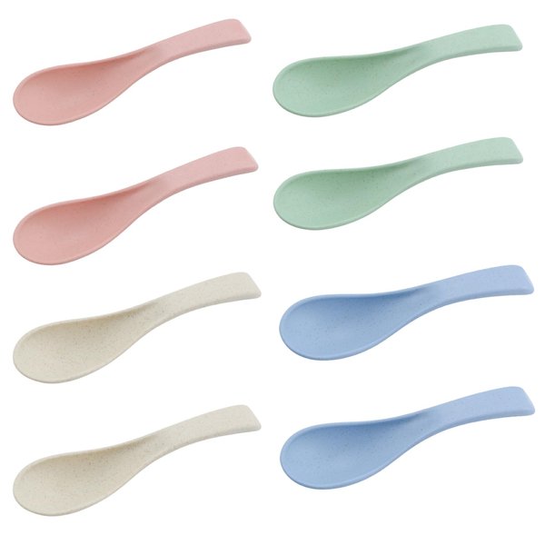 Wheat Straw Spoons Unbreakable Dinner Spoons Reusable Asian Soup Spoons Portable Lightweight Cereal Spoons 6 Inches Colourful Unbreakable Meal Spoon for Kid and Adult, Microwave Dishwasher Safe