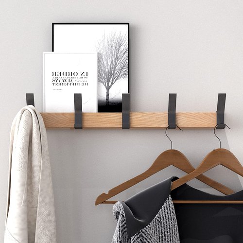 KooNiosio Wall Mounted Coat Rack-5 Double Hook,Aluminum,Metal Coat Hook Rail for Coat Hat Towel Robes, Wooden Coat Hooks (Black 2PCS)