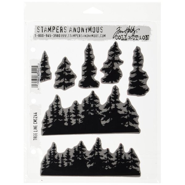 Stampers Anonymous Tim Holtz Cling Stamps 7"X8.5", Tree Line