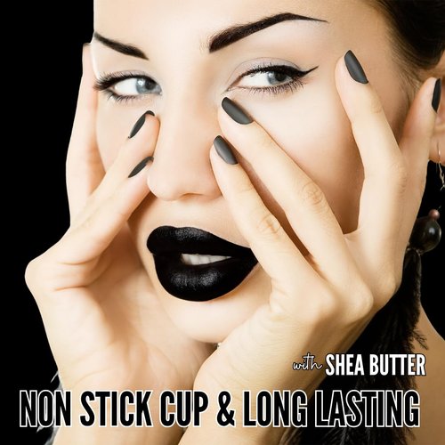 Mynena Black Long-Lasting Matte Liquid Lipstick | Intense Color, Smudge-Proof & Waterproof | Comfortable, Hydrating Shea Butter | Vegan & Cruelty-Free| Linda