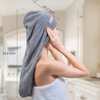 myHomeBody Hair Towel Wrap | Luxury Rapid-Dry Hair-Drying Turban | Ultra Soft and Quick Drying Absorbent Fiber, with Coconut Shell Button – Light Gray, Pink, White - 3 Pack
