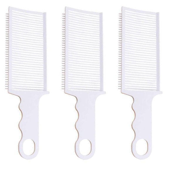 Heogacinlia 3pcs Barber Fade Comb for Men,Professional Barber Cutting Comb Heat Resistant Clipper Comb Blending,Anti-Static Curved Back Triangular Tooth Haircut Comb for Various Short Haircuts-White