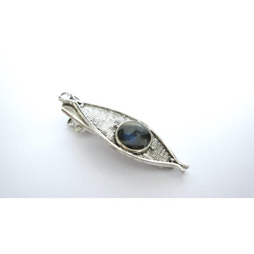 Small dark blue or green stone metal alligator hair clip fine thin hair (Primary color: Deep blue)