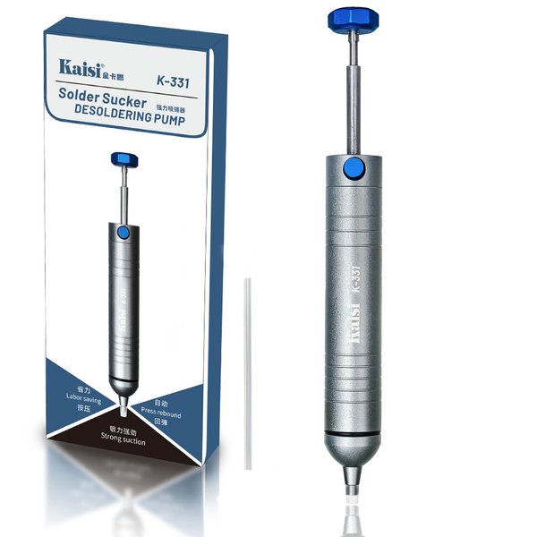 Kaisi Solder Sucker No Clog Desoldering Pump with Powerful Vacuum Suction Replaceable Heat Resistant Silicone Tube for Cooperate Soldering and Desolder Gun Iron Tool Conduct Solder Removing