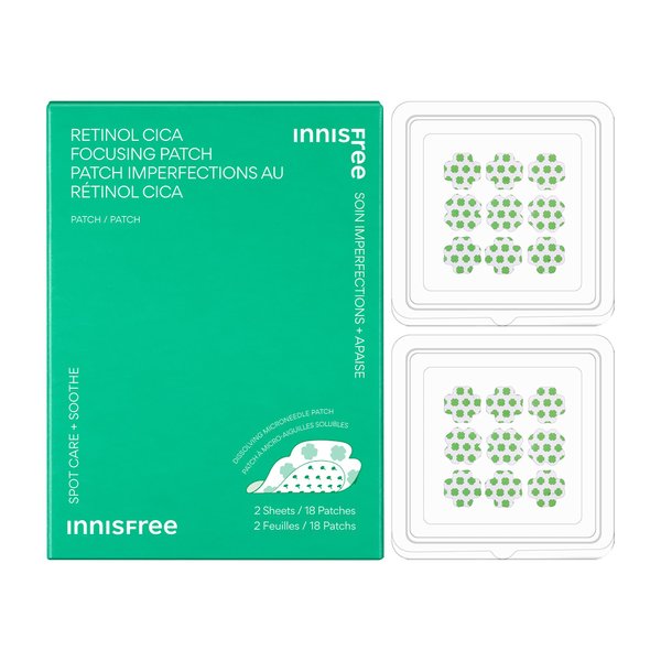 innisfree Retinol Cica Focusing Patch 2PK, Korean Hydrocolloid Patches with Salicylic Acid and Hyaluronic Acid for Spots