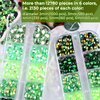 Kikonoke 5 Boxes Nail Art Rhinestones Kit 3D Flatback Jelly Crystal Gems Diamantes Design for Crafts Face Clothes Glass Decorations DIY (Green)