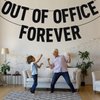 Black Glitter Out of Office Forever Banner, Officially Retired/Happy Retirement, Funny Retirement Party Decorations Supplies