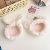 Hofar Cute Bear Face Wash Headband Hairband with Bear Ears Coral Fleece Cartoon Cute Creative Hair Accessories (Rabbit-White)