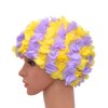 Medifier Lace Vintage Swim Cap Floral Petal Retro Style Bathing Caps for Women Rose Purple and Yellow