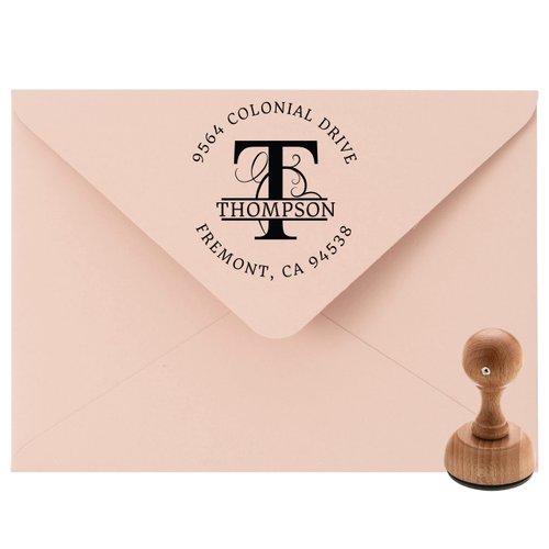 Custom Address Stamp, Self-Inking Round Monogram Address Stamp, Personalized Address Stamp