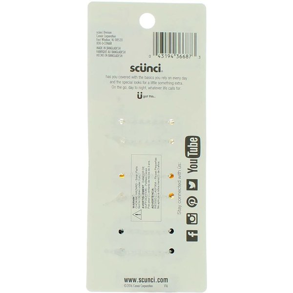 Scunci No-Slip Grip Mini Octopus Jaw Clips 6 ea (Pack of 5)