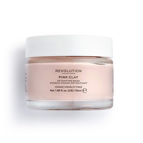 Revolution Skincare Pink Clay Detoxifying Face Mask, Blackhead Remover, Draws Out Impurities, Vegan & Cruelty-Free, 1.69 fl.oz/50ml