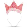 6th Birthday Girl Headband Birthday Decorations for Girl Happy Birthday Headband Birthday Crown Pink Birthday Tiara Party Favors for Girl Glitter Hair Band