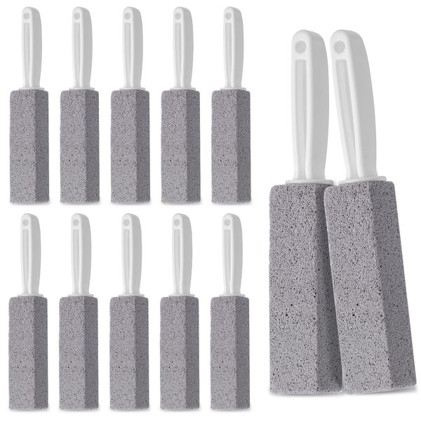 12 Pack Pumice Stone Toilet Bowl Cleaner, Toilet Pumice Stone with Handle for Toilet Cleaning, Bathtubs, Sinks, Swimming Pools, Grills