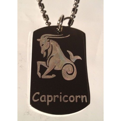 Zodiac Signs Sign Capricorn Goat - Military Dog Tag, Luggage Tag Key Chain Metal Chain Necklace