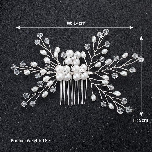 mecresh Handmade Simulated Pearls Bridal Hair Comb wedding Hair Pin Accessories Tiaras for White Day for White Day
