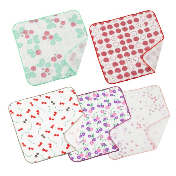 Japanese Cotton Towel Senshu (Osaka) Towel/Good Harvest and Prosperity - 5 type set/Washcloth Face Towel apanese Handkerchief/Made in Japan 100% Cotton Quick Drying Absorbent Ultra Soft Thin
