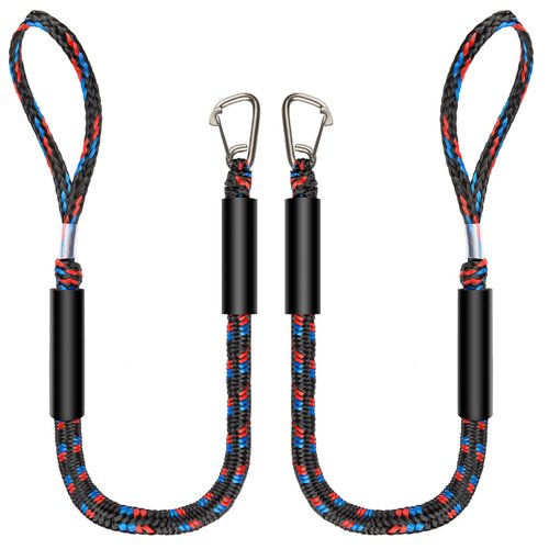 Botepon Marine Bungee Dock Lines, Boat Dock Rope, Jet Ski Accessories with Stainless Clip for for Jet Ski, SeaDoo, Yamaha WaveRunner, Kayak, Pontoon Boat, Dinghy (4 Feet)