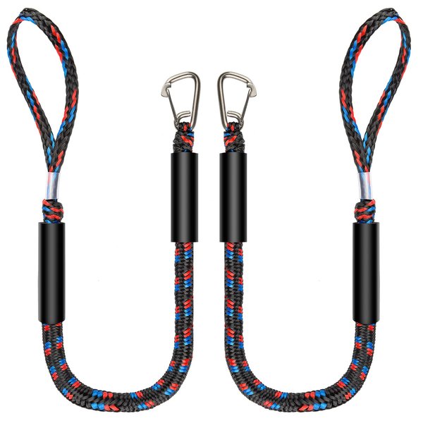 Botepon Marine Bungee Dock Lines, Boat Dock Rope, Jet Ski Accessories with Stainless Clip for for Jet Ski, SeaDoo, Yamaha WaveRunner, Kayak, Pontoon Boat, Dinghy (4 Feet)